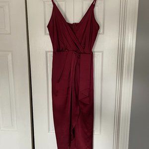 Nasty Gal Maroon Midi Satin Dress - Size US 2 - Only worn once!